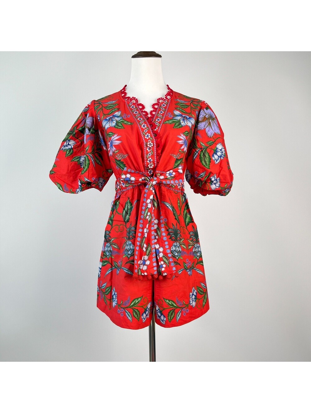 Nwt Farm Rio Sweet Bloom Bouquet Puff-Sleeve Romper Size S #1329 View 4